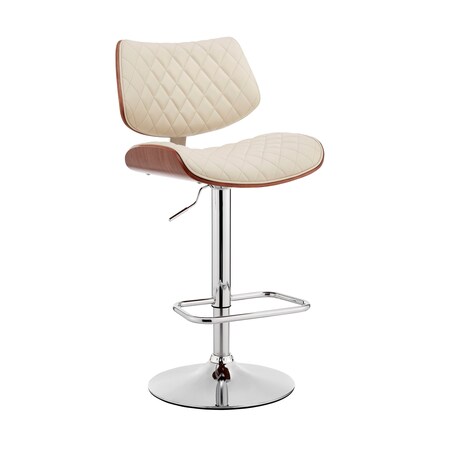 Armen Living Leland Adjustable Cream Faux Leather and Chrome Finish Bar Stool LCLEBAWACR